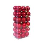 34 Piece Christmas Balls Tree Ornaments For Holidays- Red