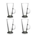 Modern Glass Coffee Cups - 4 Pack (290ml)