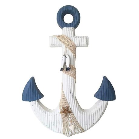 s-pdpxl 60cm Nautical Wooden Wall Mounted Anchor - Image 1