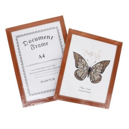 Set of 2 Wooden Border Photo Frames - 21cm x 29.7cm And 20cm x 25cm Frames - Brown Border