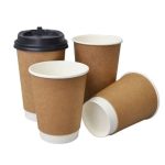 Disposable Double Layer Thickened Kraft Paper Coffee Cups 250ml - 25 Pack