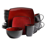 Ceramic Dinnerware Set -Red and Black