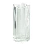 Stripped Cylinder/Wavy Mouth Glass Vase - 30 cm
