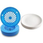 Plastic Paper Plate Holders & Paper Plates Combo - 20 Plates & 20 Holders - Red
