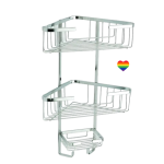 3 Tier Stainless Steel Corner Shower Rack with Heart Sticker