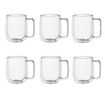 250 ml - 6 Pack Double Layer Glass Coffee Mugs - Transparent