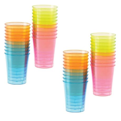 s-pdpxl Disposable Plastic Shot Glasses - Assorted Colours (Pack of 80) - Image 1