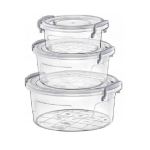 Food Storage Container with Lid Round Set of 3