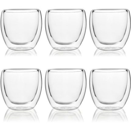 Double Wall Glass Transparent Set of 6picess -450ml