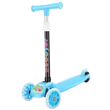 Folding Kids Scooter Tricycle Ride Toys with Flashing Light Wheels - Blue