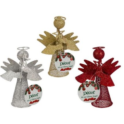 Christmas Table Decor glitter angel 16cm- 3pack