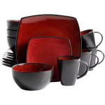 16 Piece Red and Black Ceramic Dinnerset