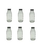 6 Pack Embossed Glass Bottle With Screw On Lid (1L)