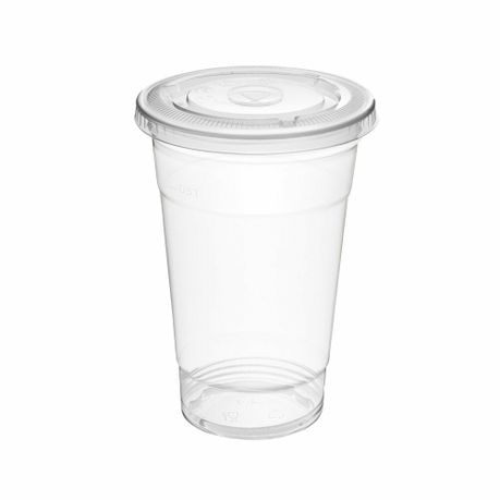 s-pdpxl 350ml Plastic PP Disposable Smoothie Cups With Lids 20 pack - Image 1