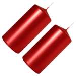 5cm Metalic Red Pillar Candles - 4 Pack
