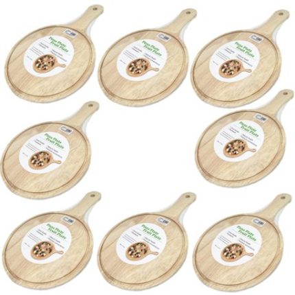 8x Pizza Board - Serving Plate - Cutting Board - Premium Meranti Wood - 23 cm