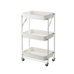 Portable 3 Tier Foldable Storage Rolling Trolley organiser - White