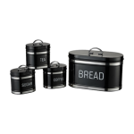 Retro Bread Bin & Canister Set - Stylish 4-Piece - White