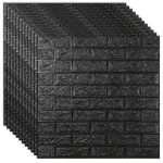 Set of 10 3D Black Brick Wallpaper