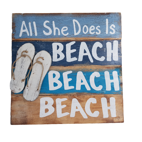 s-pdpxl Wood Board Hanging - All She Does Is Beach Beach Beach - Image 1