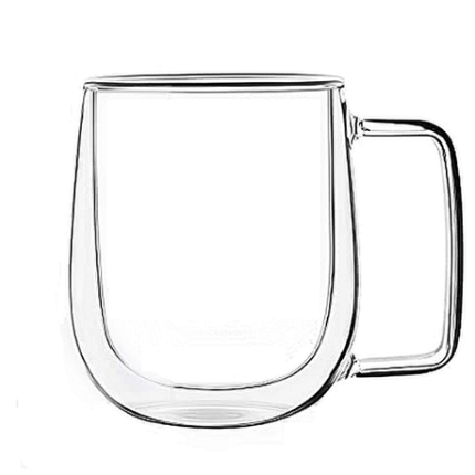 High Quality Double Walled 300ml Borosilicate Glass Cup - 2 Pack