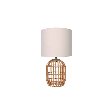 s-pdpxl Rattan Cage Cream Fabric Shade Table Lamp - Image 1