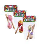 SD Toy - 2 Piece Musical Wooden Maracas- Pack Of 3
