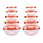 Set of 10 Glass Food Storage Bowls with Lids