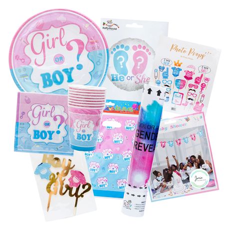 s-pdpxl Gender Reveal Complete Party Box - 10 invites - Pink - Image 1
