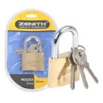 Bulk Pack 5x Padlock Zenith Brass 50mm Carded